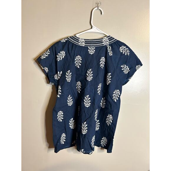 THML Navy & White Aztec Short Sleeved Blouse - Picture 2 of 5